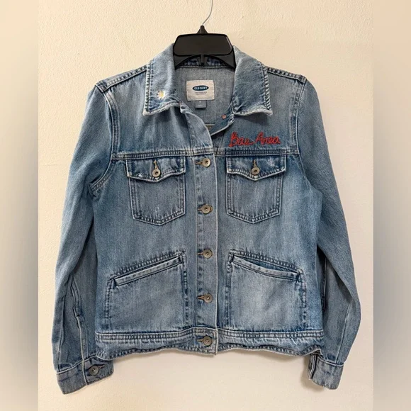 Embroidered Denim Jean Jacket Bae Area Daisy & Heart - Picture 2 of 8
